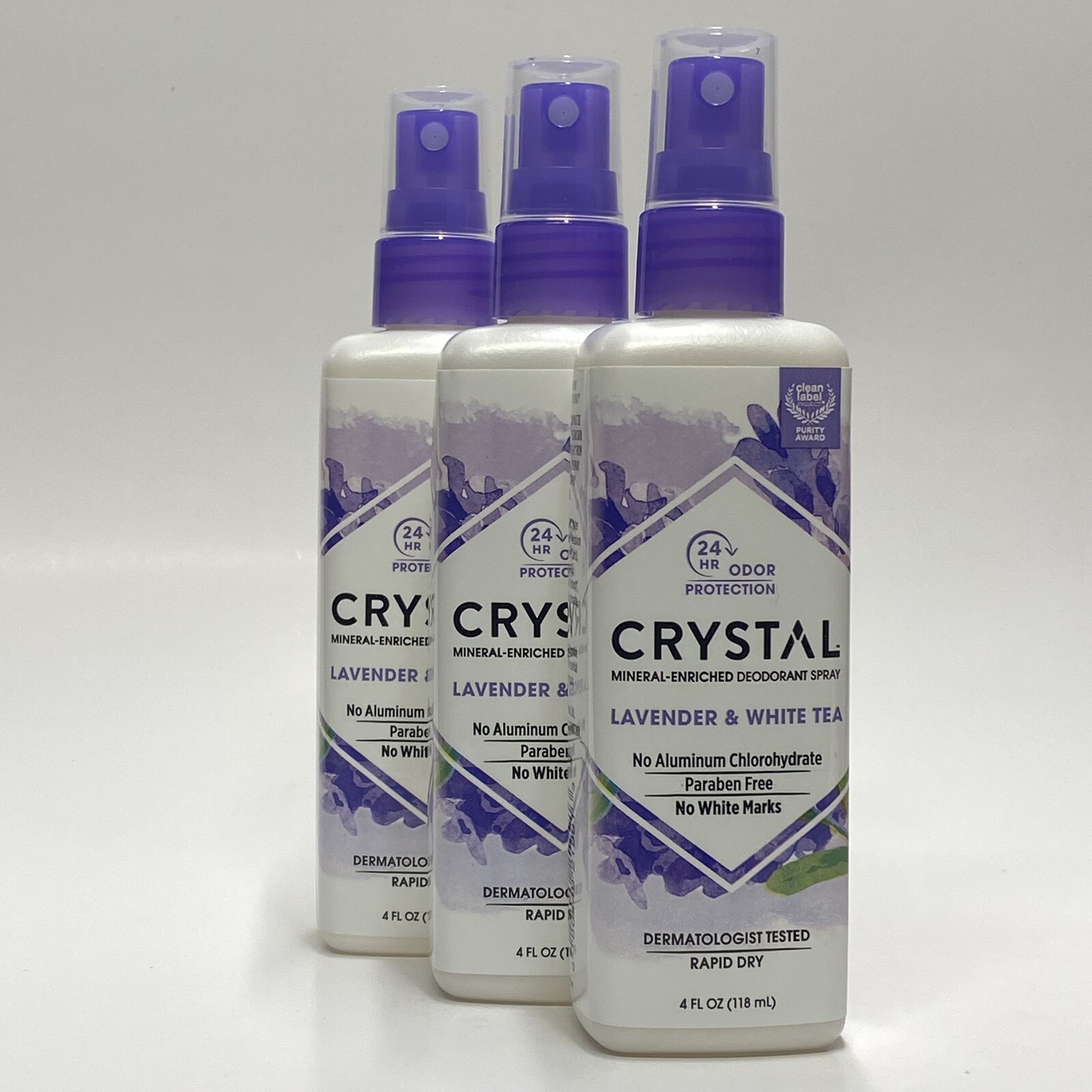 Crystal Body Deodorant Deodorant Spray Lavender & White Tea 4 oz (Pack of 3)