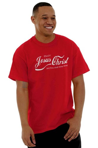 T-shirt maglietta girocollo Christian Enjoy Jesus Christ Never Thirst donna o uomo - Foto 6 di 9