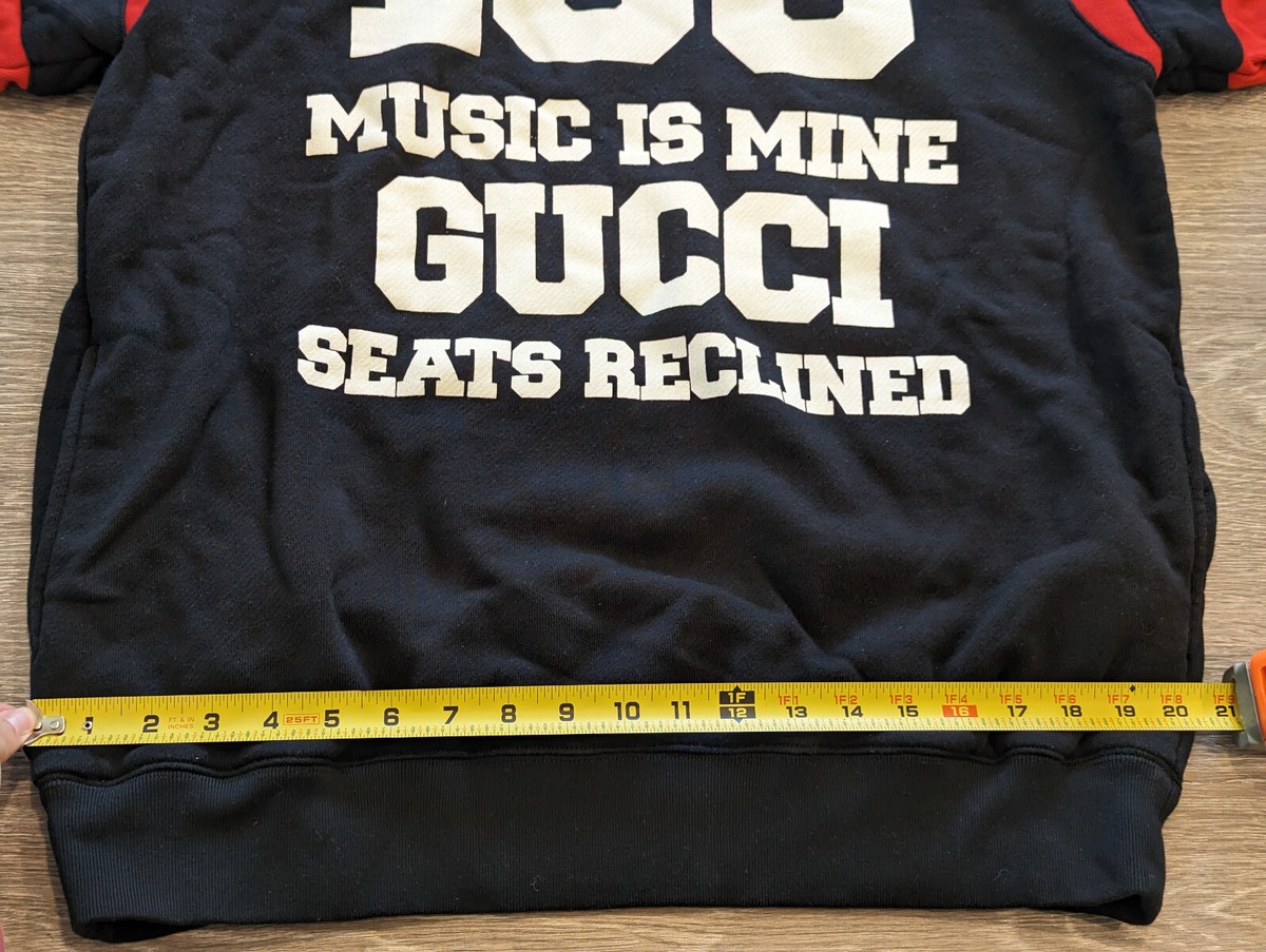GUCCI 100 Music Is Mine Hoodie Sweatshirt Black Red Size Medium
