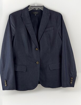 Talbots Womens Blazer Jacket 12 Navy Preppy Career Anchor Button Boat Nautical
