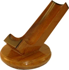 Wood Single Tobacco Smoking Pipe Wooden Stand Rack Holder in Teak Finish - 1105