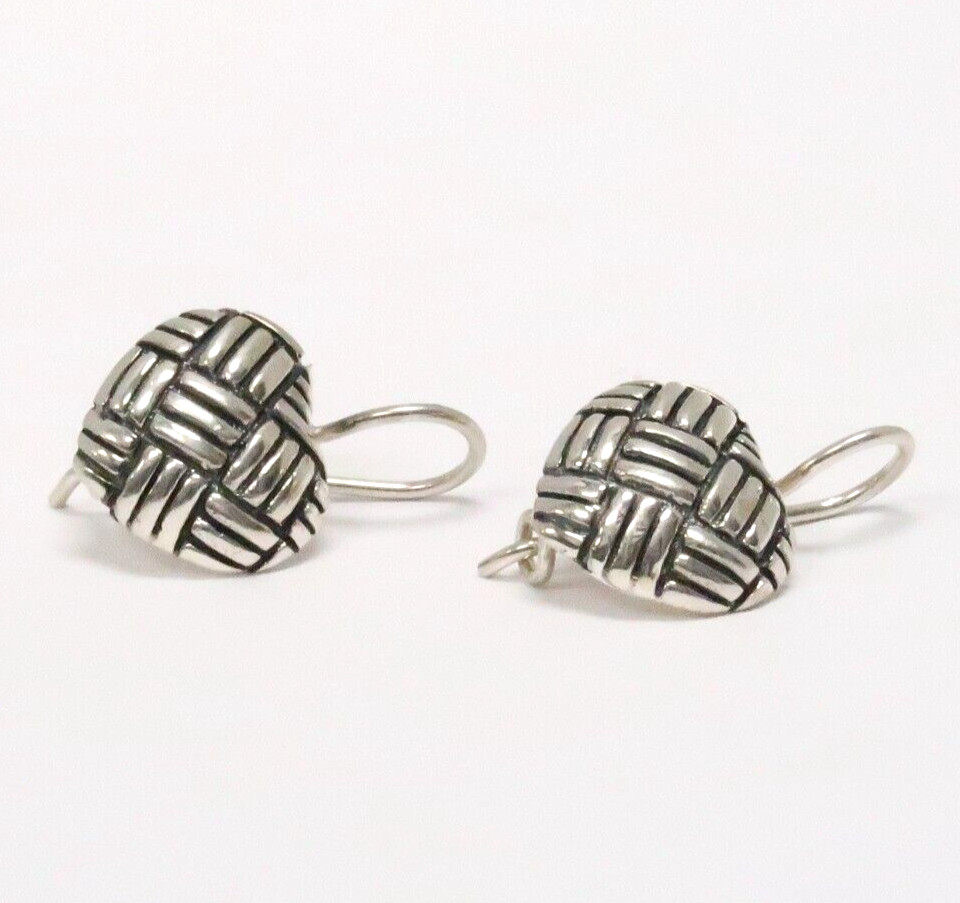 PRETTY STERLING SILVER BASKETWEAVE PATTERN HEART … - image 1