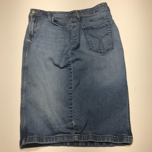 Calvin Klein Skirt Womens Size 29 Denim Jean Bodycon Pencil Knee Length Stretch - Picture 6 of 12