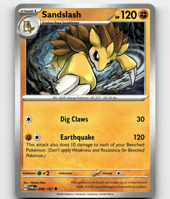 Sandslash Pokemon  Uncommon  098/167 Twilight Masquerade