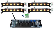 4 Rockville BEST STRIP 60 Black Rechargeable Light Bars Wireless DMX Controller