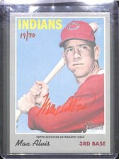 2019 Topps Heritage Red Real One Autograph #ROA-MA Max Alvis No 19 of 70