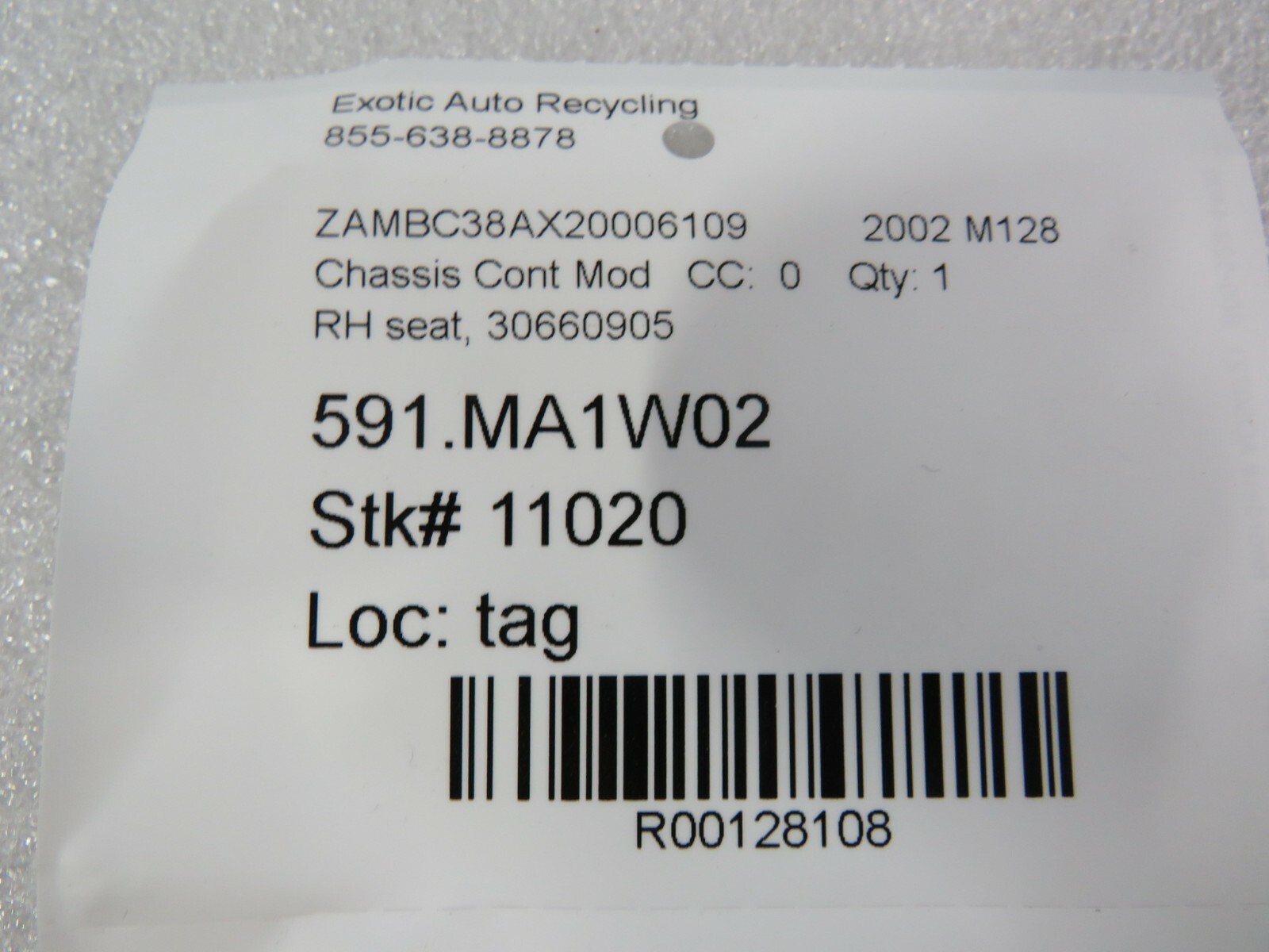 Maserati M128, RH, Right, Seat Control Module, Used, P/N 30660905 / 271608
