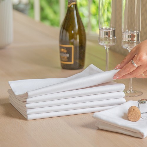 Aztex Plain Cotton Tea Towels, 100% Cotton, Pack of 6, 170gsm, White, Kitchen - Afbeelding 11 van 14