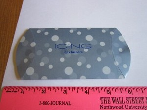 Vintage Icing by Claire's EMPTY gift box ONLY 4" Silver polka dot foldable Prop