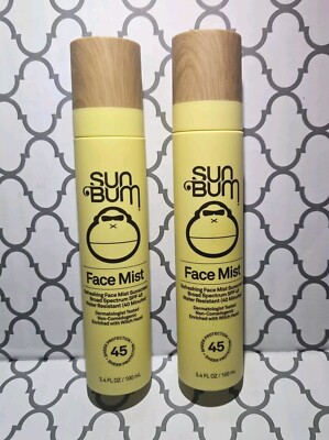 2 Sun Bum Refreshing Face Mist Sunscreen SPF 45   Water Proof 3.4 fl oz x 2 New