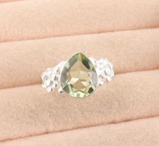 Natural Green Amethyst Gemstone 925 Sterling Silver Ring All Size Trendy Gift EB
