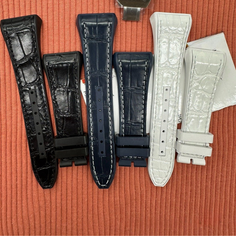 Fit for Franck Muller V45 V41 Series Watches Croco Leather Rubber Watch Strap