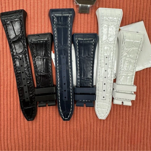 Croco Leather Rubber Watch Strap Fits Franck Muller V45 V41 Series Watches - Picture 1 of 9
