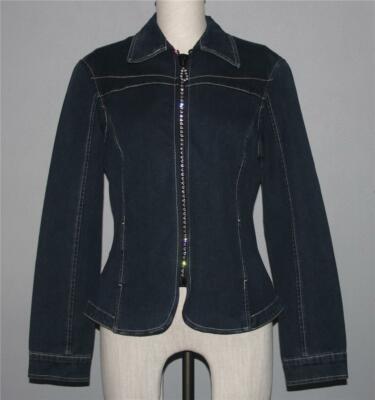 Christine Alexander Swarovski Crystals Zipper Dark Blue Fitted