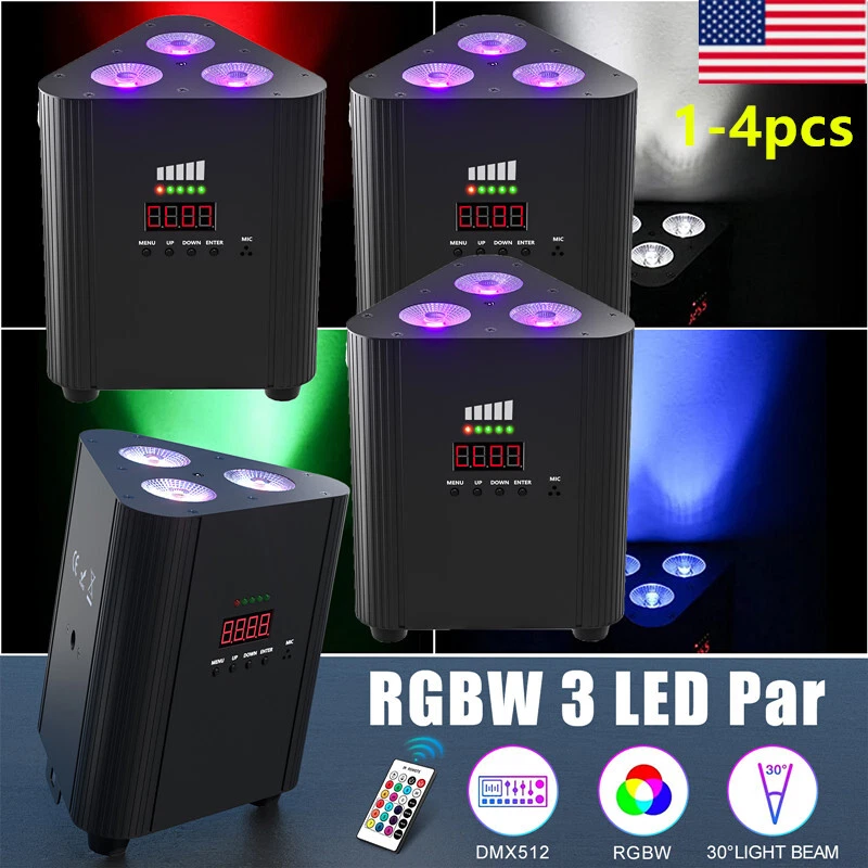 RGBW 4 in 1 Rechargeable Triangle Par Light 4/6/8CH Stage Party DJ KTV Lighting - Image 2 of 4