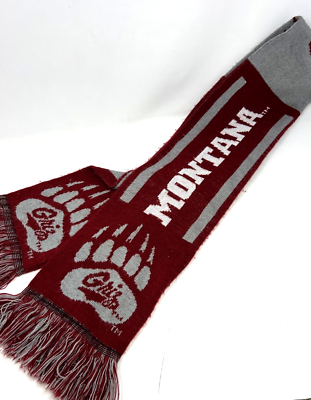University Montana Griz Winter Scarf Adult Football Maroon Acrylic