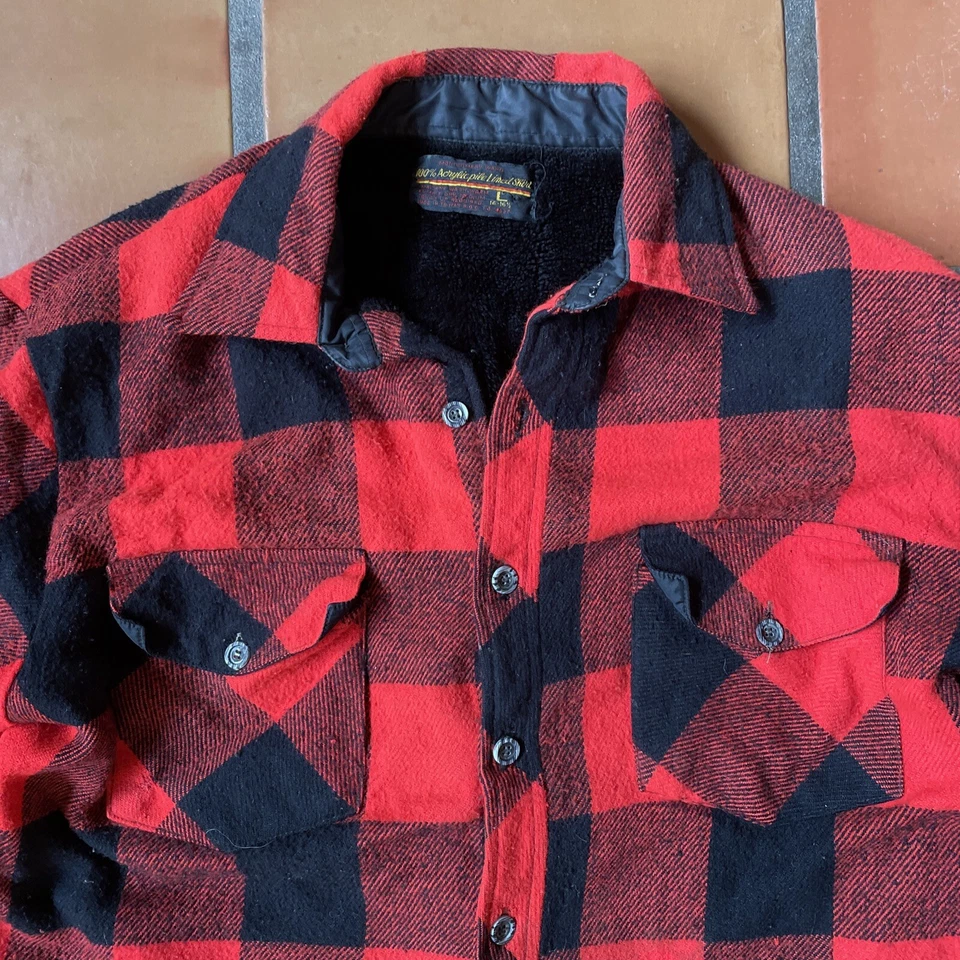 Chaqueta De Colección Montgomery Ward Para Hombres Grande Abotonada Roja Búfalo Forrada a Cuadros De Colección Foto 4 de 4