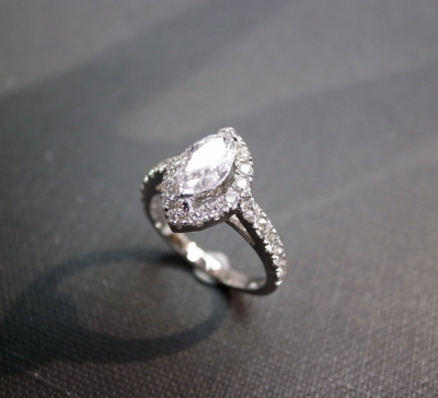 Marquise Cut CZ-Stone Halo Wedding Engagement Ring In 925