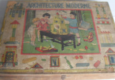 Ancienne boite jeu de construction maison Architecture moderne jouet en bois
