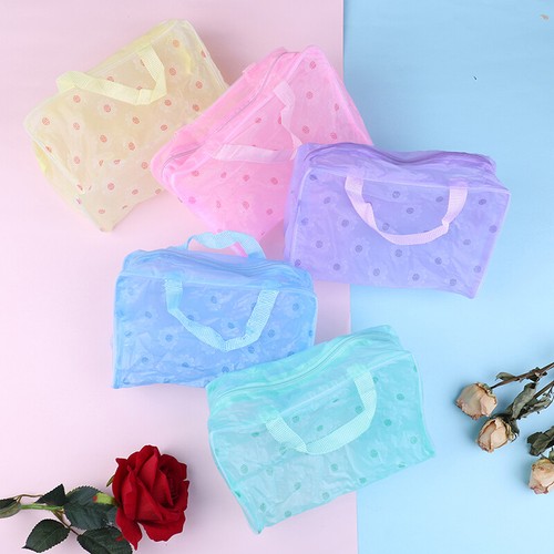 Clear Transparent Plastic PVC Travel Makeup Bag Cosmetic Toiletry Zip Pouch~HO