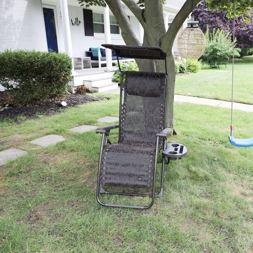 Bliss Hammocks 26" Wide Zero Gravity Chair w/ Adjustable Canopy Sun-Shade - Afbeelding 3 van 15