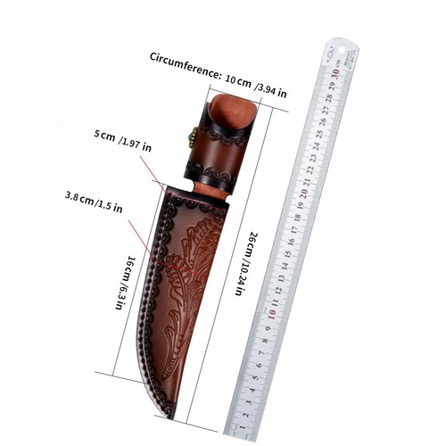 1X Carved PU Leather Belt Sheath Case Vertical Holster Universal for Blade Knife - Picture 2 of 5