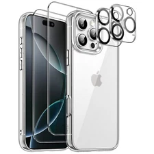 5 in 1 Case for iPhone 16 Pro 6.3-Inch with Screen and Camera Lens Protectors