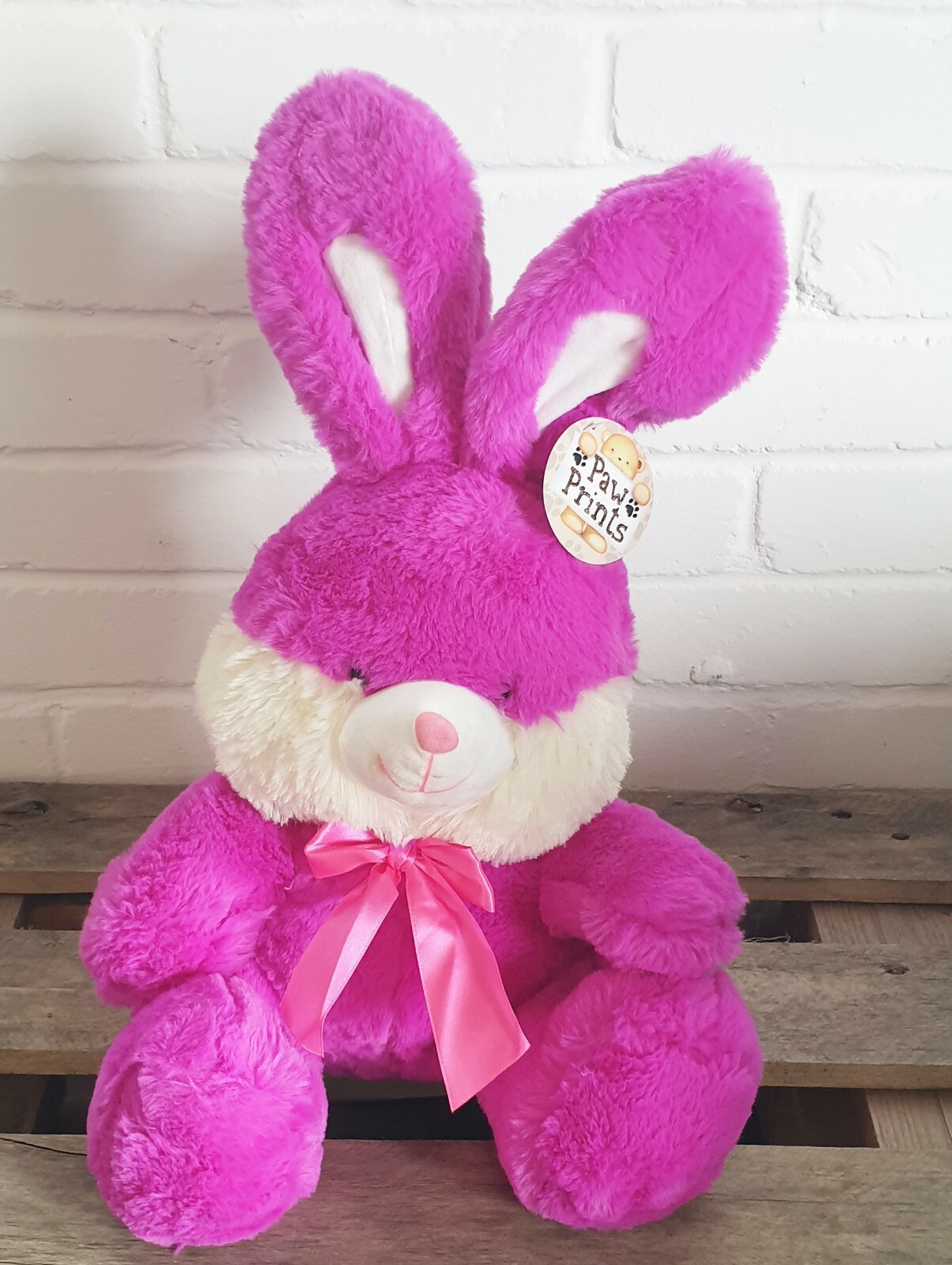 Bright Purple Violet Easter Bunny Rabbit Plush Fluffy Toy Sitting Easter Gift