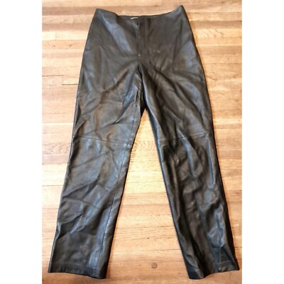 Linda Allard Ellen Tracy Size 8  Leather Hi-Rise Goth Biker Straight Leg Pants 