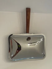 Vintage Silent Butler MCM chrome Crumb Catcher w/Wooden Handle