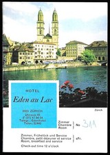 Vintage Hotel Eden Au Lac Zurich Switzerland Booklet Travel Tourist Map 1978