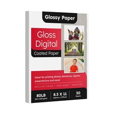 Double-Sided Gloss Digital Paper (C2S) 80lb Text Glossy – 8.5 x 11 – 50 Sheets