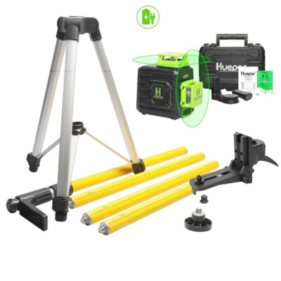 Huepar B02CG grüner 2D Kreuzlinienlaser mit 3m Laser Teleskopstange