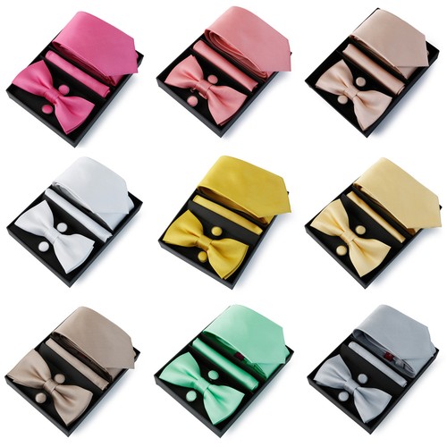 Cravatta uomo papillon gemello fazzoletto da taschino set fazzoletto da taschino con scatola - Foto 1 di 27