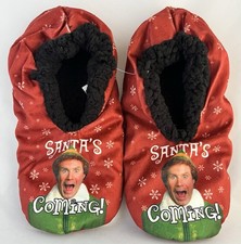 Buddy The Elf Christmas Slippers Santa s Coming Sherpa Lined Slippers Unisex L