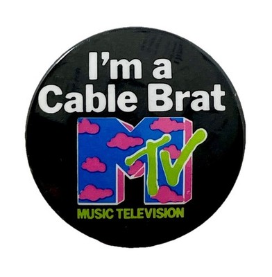 Vintage 1982 MTV Music Television Pinback Button Rare Cable Brat Pin