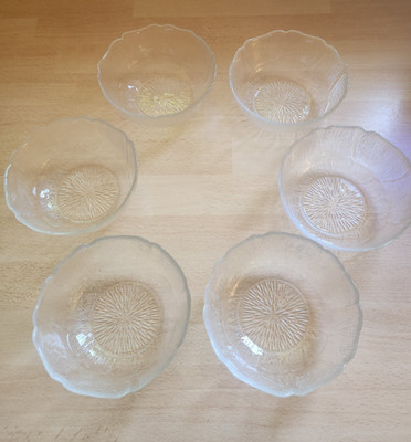 6 Glas Dessertschälchen / Kompott 12,5 cm  von Luminarc Arcoroc Fleur Blüten