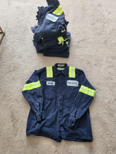 Cintas High Visibility Uniform Shirt Blue long sleeve size mens large lot of 13