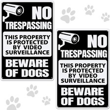2 Pack Beware of Dog Sign for Fence 12 X 8 Inch No Trespassing Sign Warning Meta