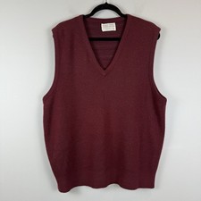 Vtg Lord Jeff Sweater Vest Mens Large Red Dupont V-Neck Sleeveless Pullover USA