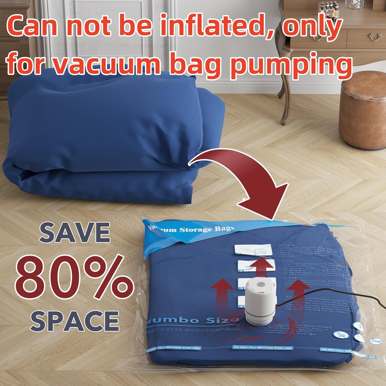 Electric Air Pump for Vacuum Storage Bags Compatible with Select Vacuum Bag Valv