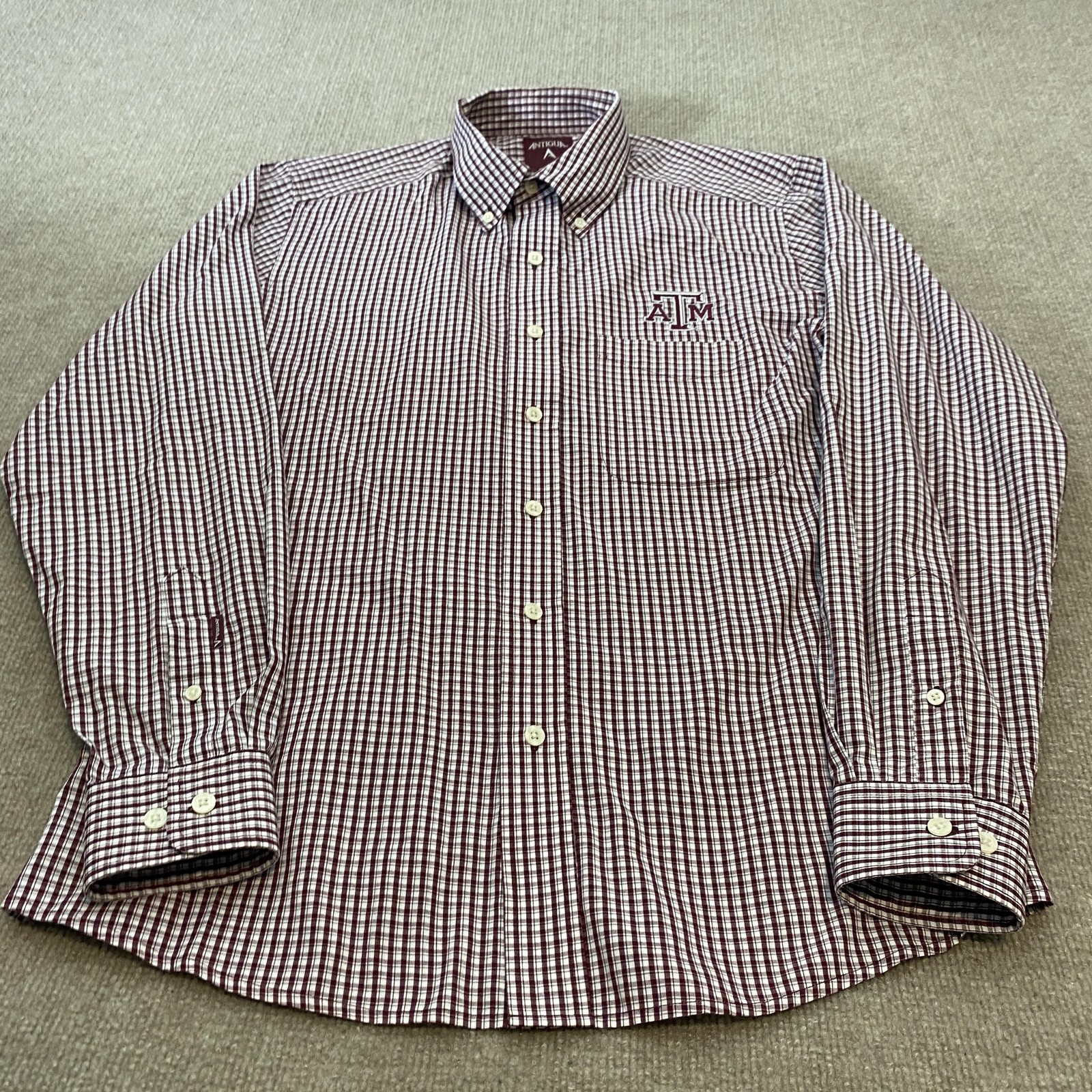 Texas A&M Aggies Shirt Mens Medium Maroon NCAA Football Antigua Button Down