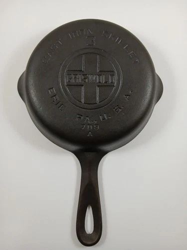 Vtg Griswold #3 709 A Large Block Logo Cast Iron Skillet Erie