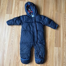 Columbia Snowsuit Boys 12-18 Months Blue Hooded Puffer Bunting Fleece Lined