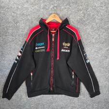 PBM Ducati Hoodie Mens XXL Black Red Be Wiser Full Zip Embroidered Bike Racing