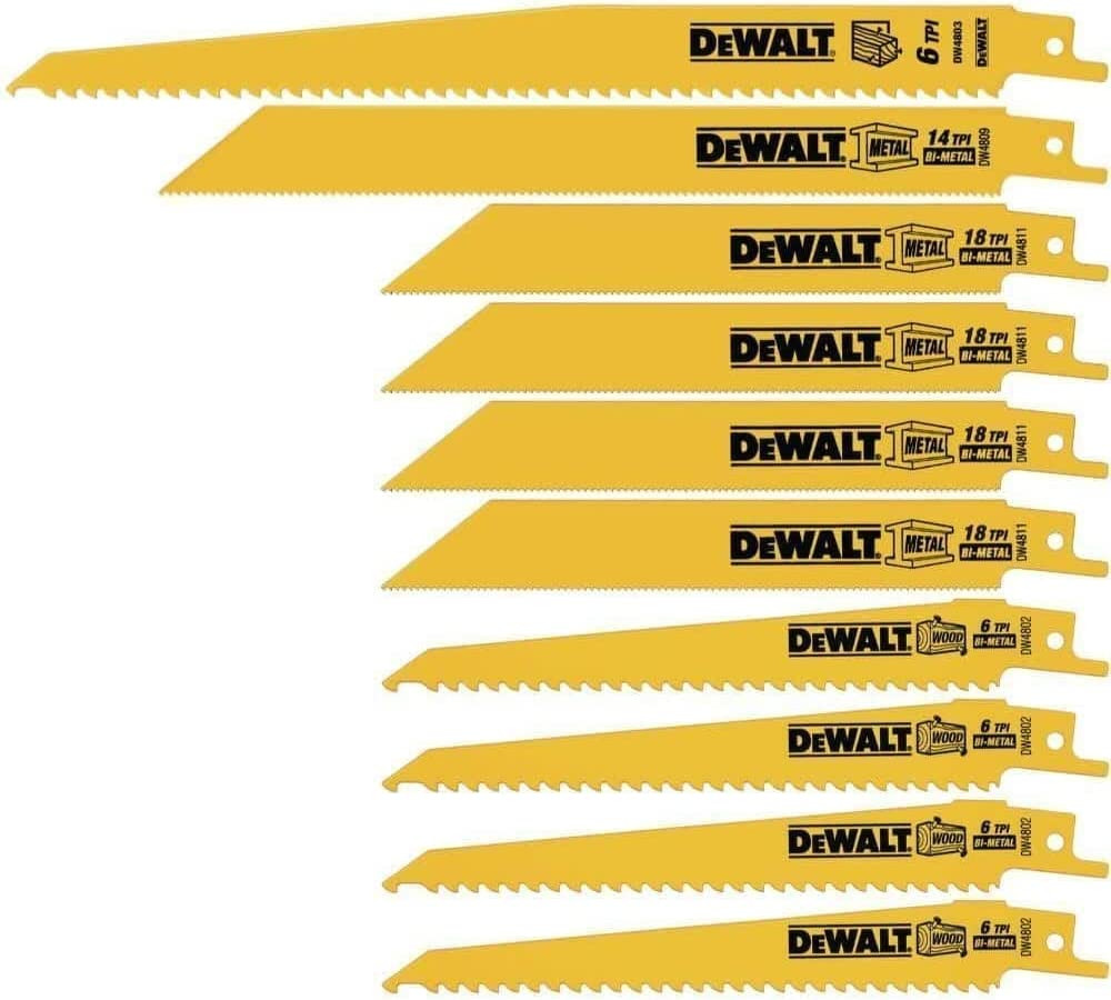 DEWALT Reciprocating Saw Blades, 10 Piece Combination Set, Various Sizes (DW4898