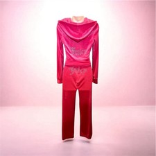 Juicy Couture OG Bling Pink Velour Juicy Logo Tracksuit XL NEW