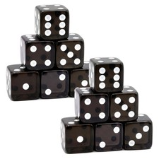 12 Piece 19 mm Casino Style Dice Set, Acrylic Translucent D6 Dice with Square...