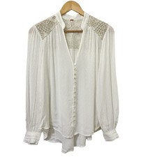 Free People Canyon Rose Embroidered Top Size XS White Angelcore Festival Boho