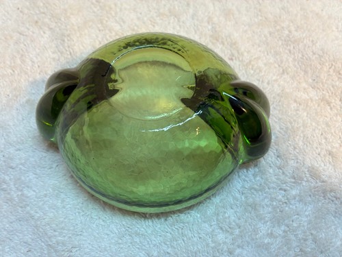 Federal Art Deco Glass Ashtray Green Color King Design Vintage - Picture 3 of 3